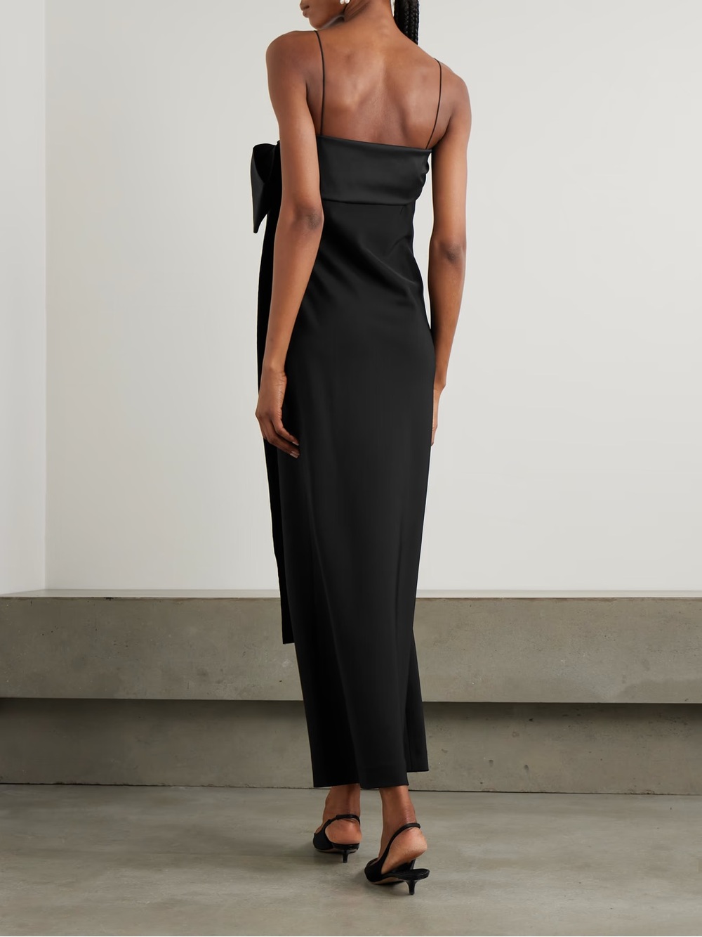 Bernadette Bart bow-embellished taffeta-trimmed crepe de chine gown - Picture 3 of 7